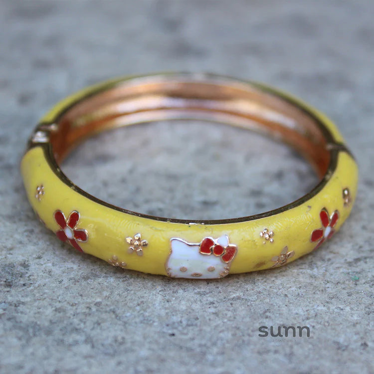 Capri Enamel Kitty Bangle