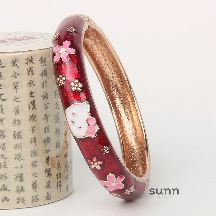 Capri Enamel Kitty Bangle