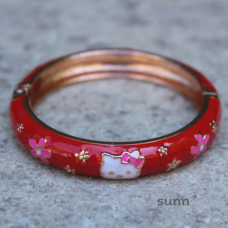 Capri Enamel Kitty Bangle