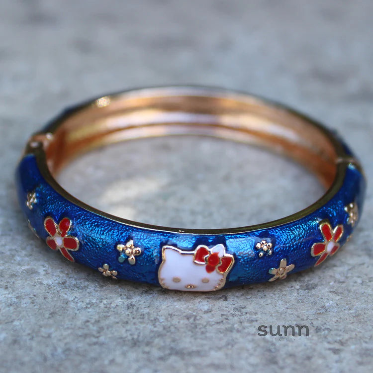 Capri Enamel Kitty Bangle