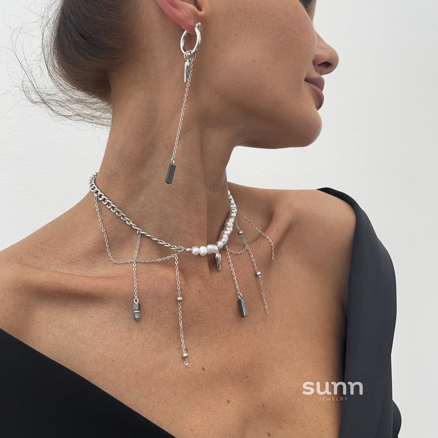 Carina Heart Tassel Necklace Set [0ISIBN0N]