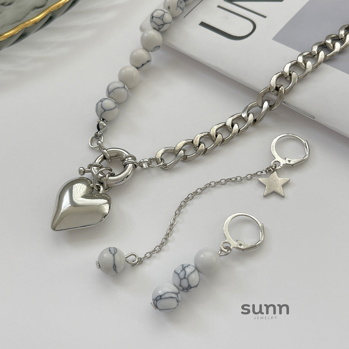 Carina Heart Tassel Necklace Set [EX5GD07K]