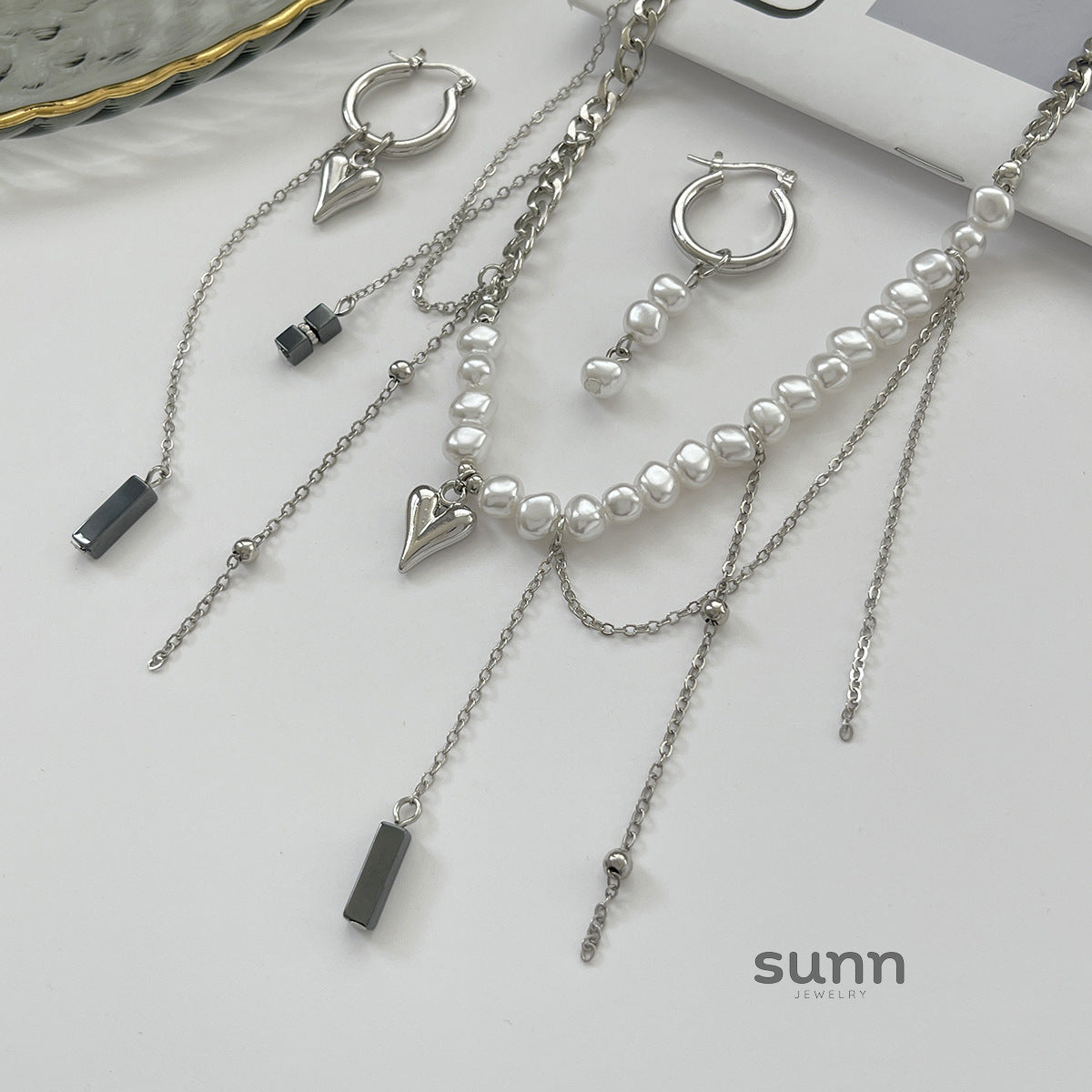 Carina Heart Tassel Necklace Set [CAOL3A5P]