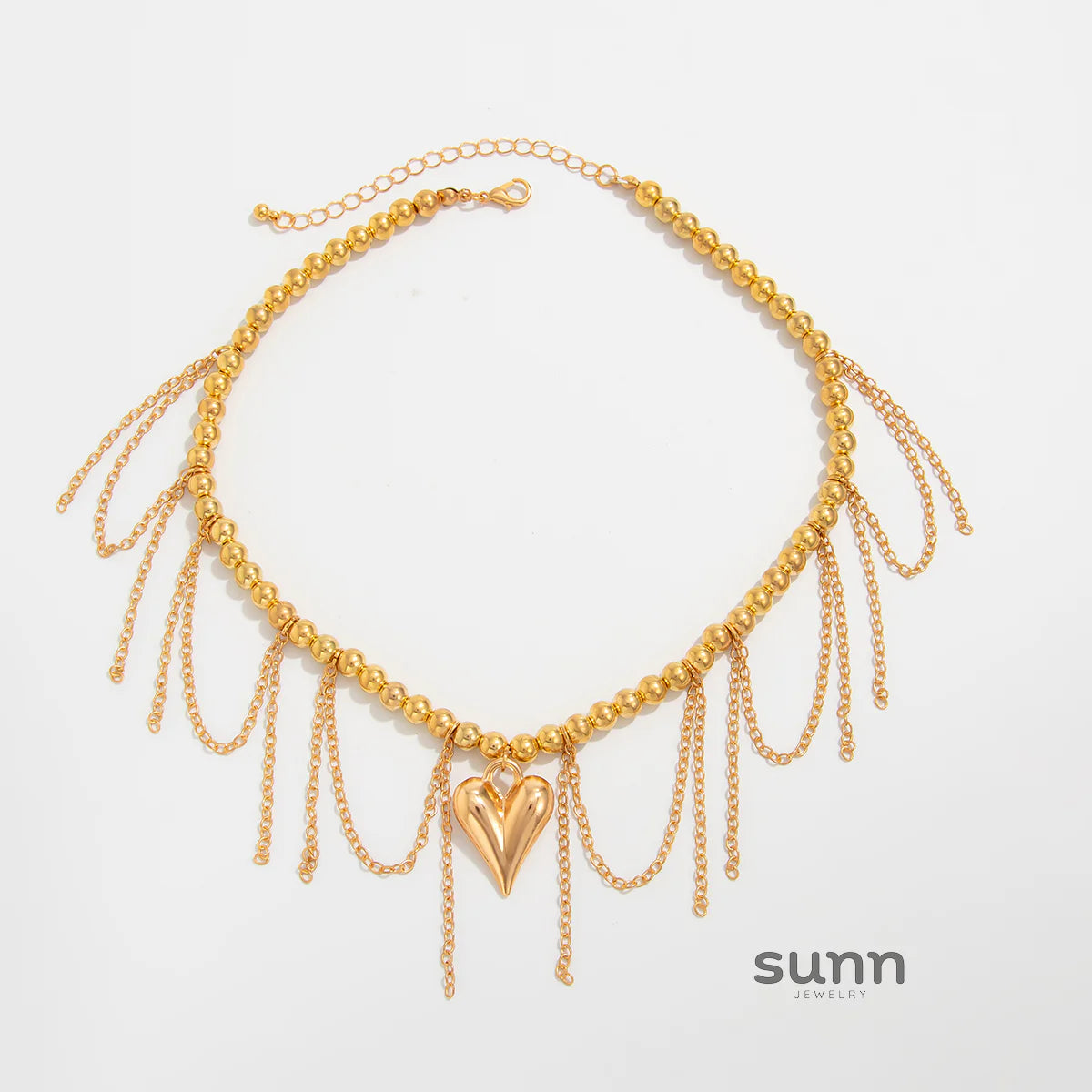 Carleigh Heart Charm Tassel Necklace