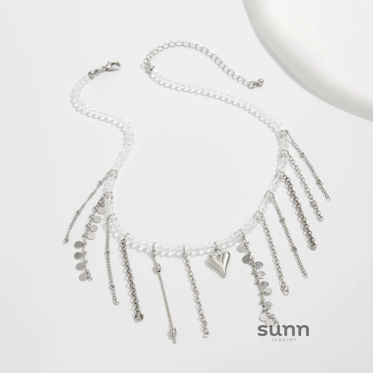 Carleigh Heart Charm Tassel Necklace
