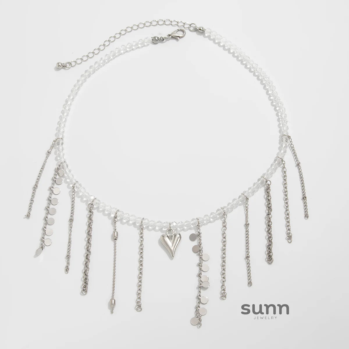 Carleigh Heart Charm Tassel Necklace