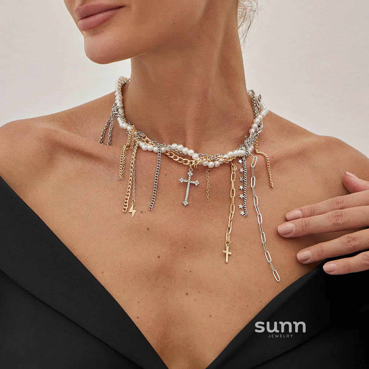 Carley Layered Pearl Tassel Necklace
