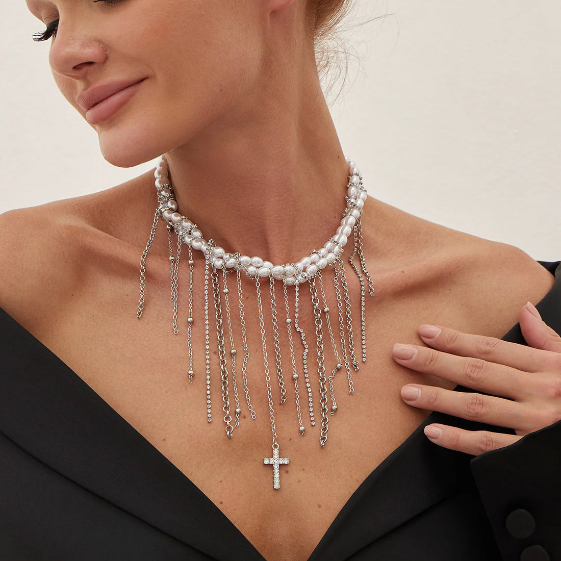 Carley Layered Pearl Tassel Necklace