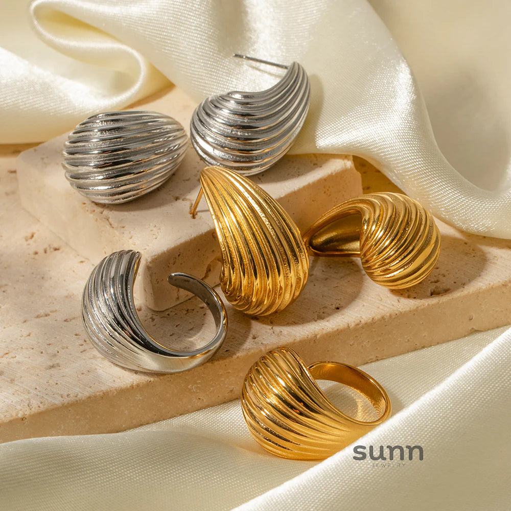 Carlynn Puffy Striped Drop Earrings