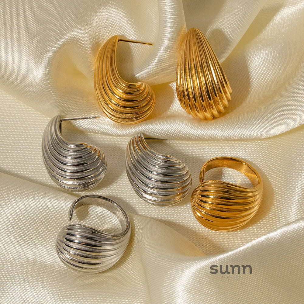 Carlynn Puffy Striped Drop Earrings