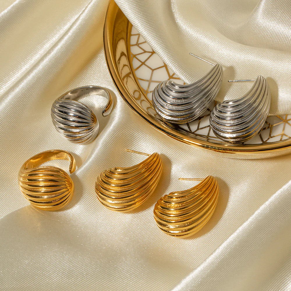 Carlynn Puffy Striped Drop Earrings