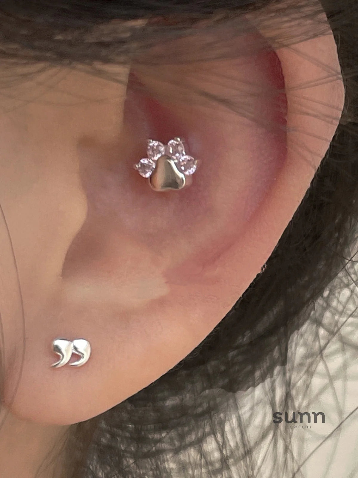 Carlynn Whimsical Pink Paw Earrings