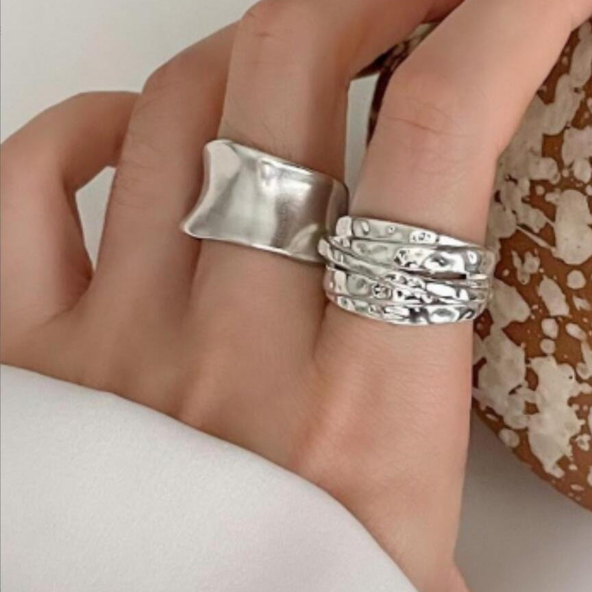 Carmen Asymmetric Hammered Rings [9N5FBMY4]