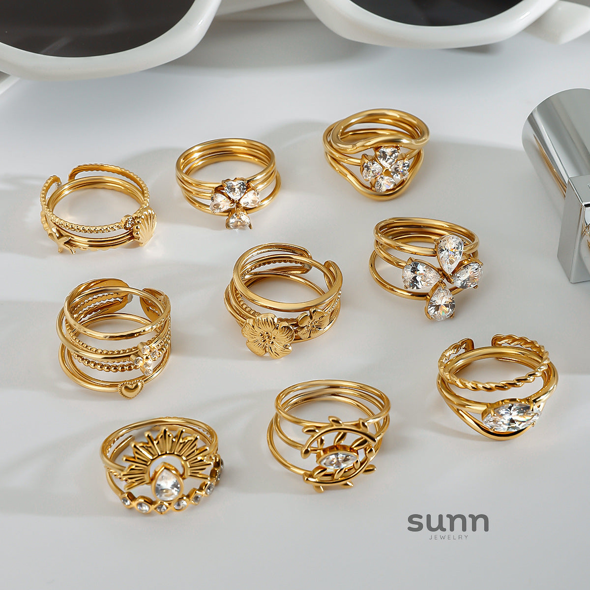 Cataleya Geometric Stackable Rings [PUQ34EKS]