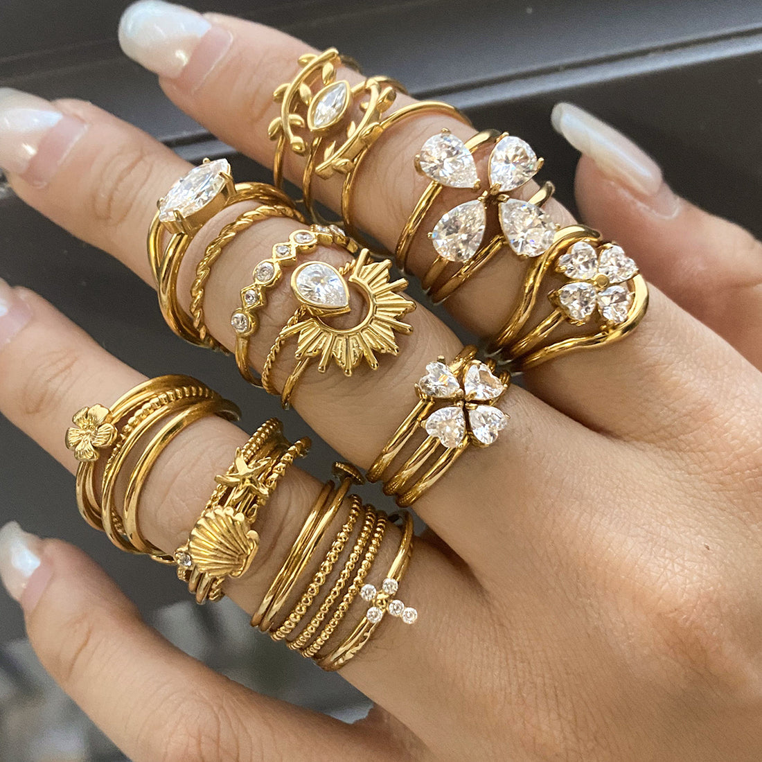 Cataleya Geometric Stackable Rings [ICJ0Z4Y5]