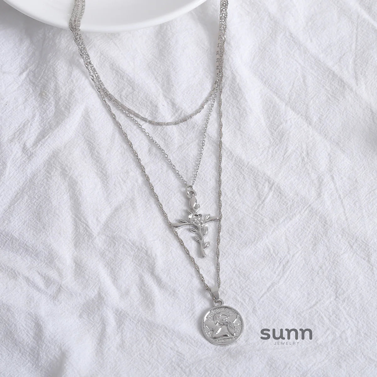 Cataleya Vintage Multi-Layer Cross Necklace
