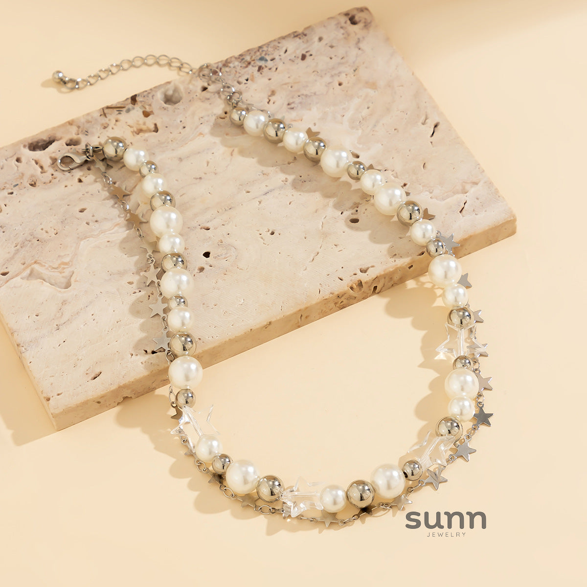 Catalia Layered Pearl Star Necklace [J2JJOQ7G]