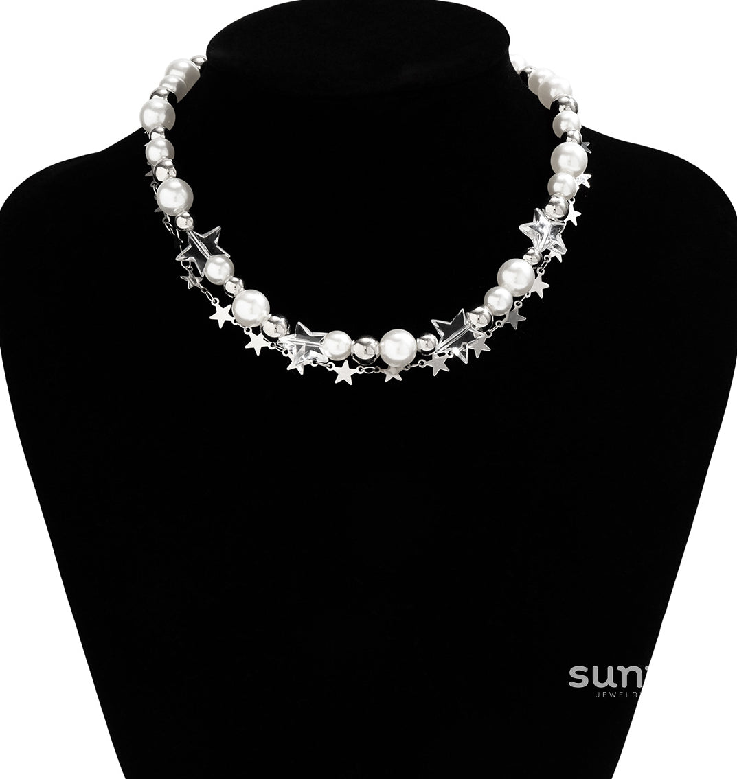 Catalia Layered Pearl Star Necklace [H958FXFO]