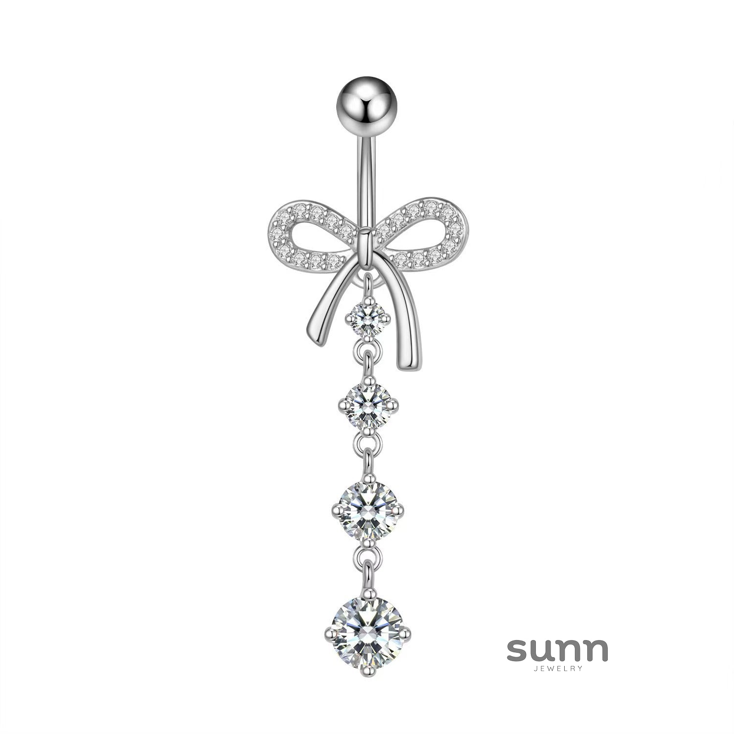 Catelyn Bow Zircon Navel Ring [4SNODRRK]