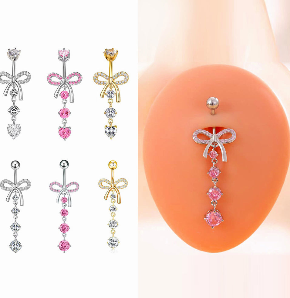 Catelyn Bow Zircon Navel Ring [5883JMK2]