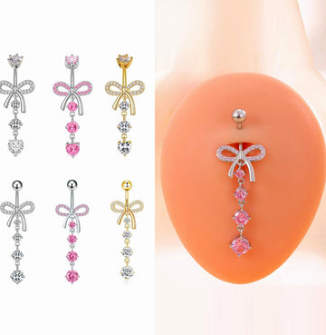 Catelyn Bow Zircon Navel Ring [5883JMK2]