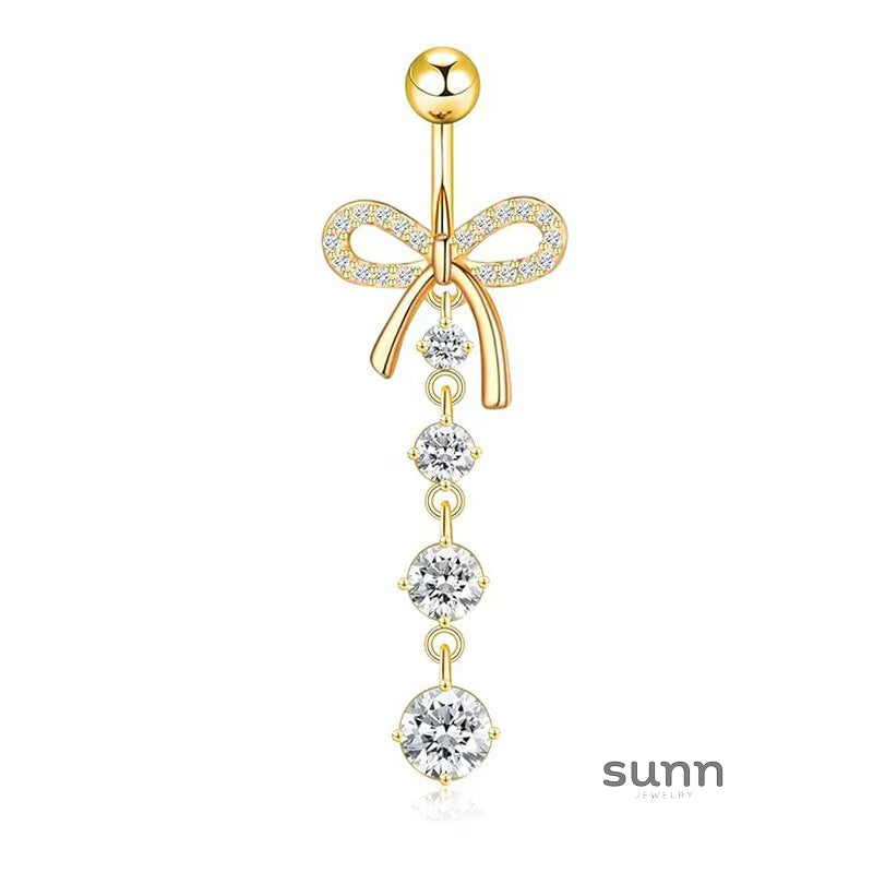 Catelyn Bow Zircon Navel Ring [B84DT7DX]