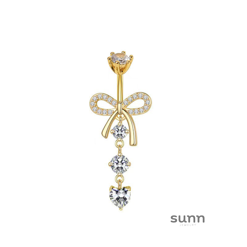 Catelyn Bow Zircon Navel Ring [INMHO5TK]
