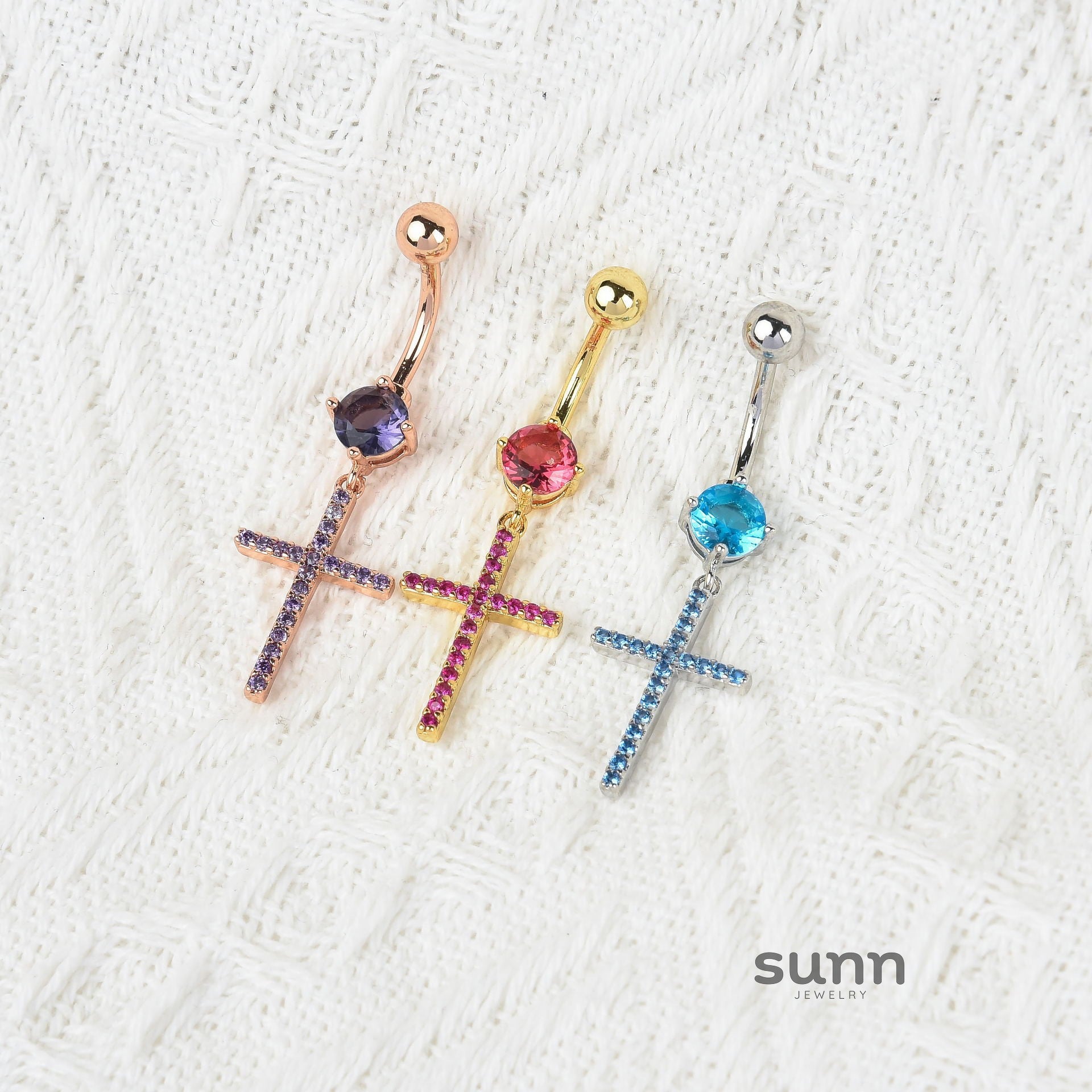 Catherine Zircon Cross Navel Ring [LDPB93LU]