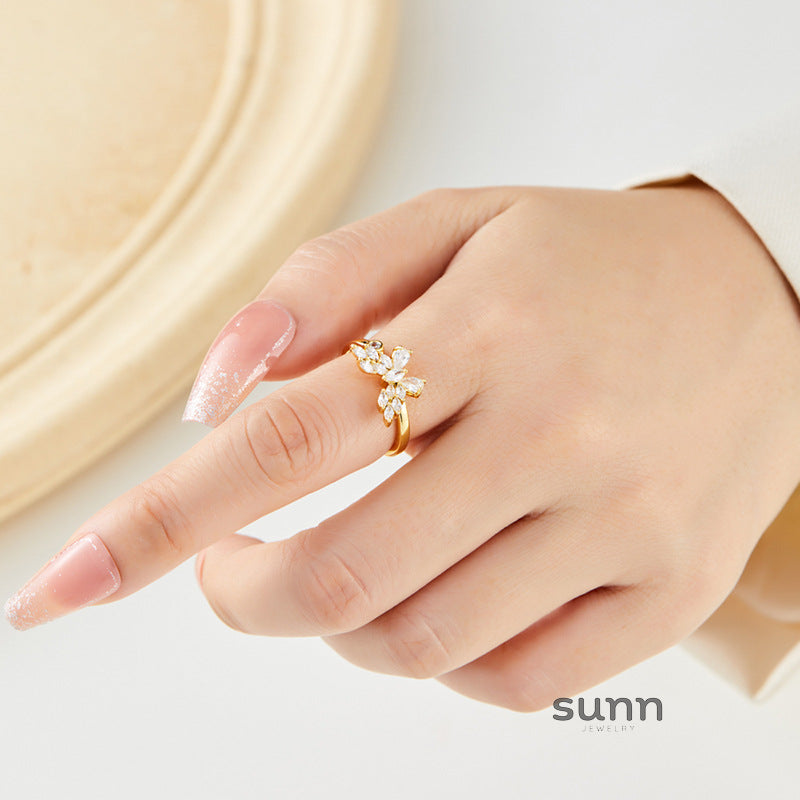 Caydence Sparkle Butterfly Open Ring [85PQV7JX]