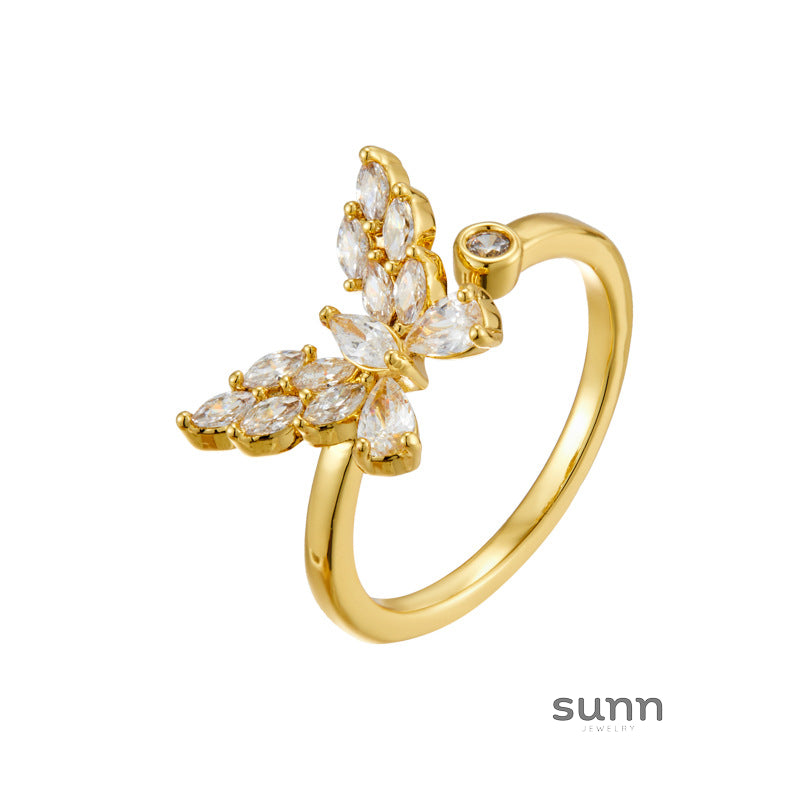 Caydence Sparkle Butterfly Open Ring [3XFVW9D8]