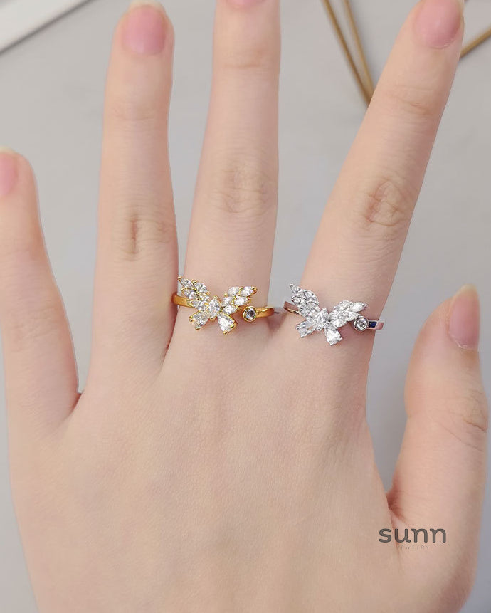 Caydence Sparkle Butterfly Open Ring [RNNSP4EZ]