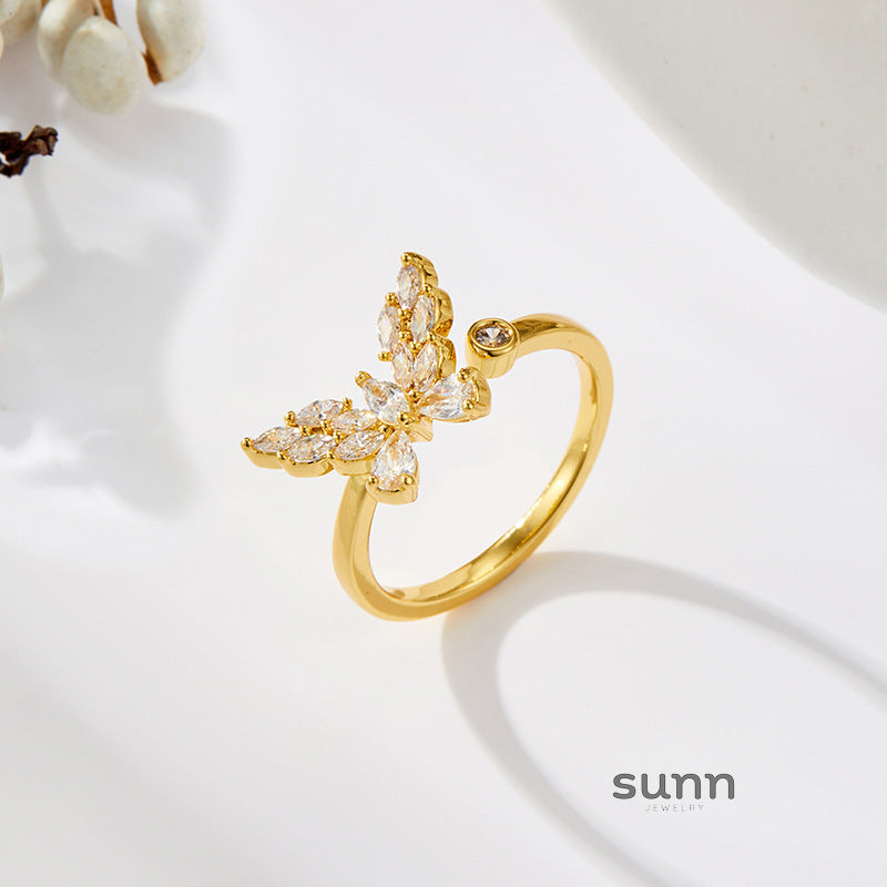 Caydence Sparkle Butterfly Open Ring [IBV5UHWJ]