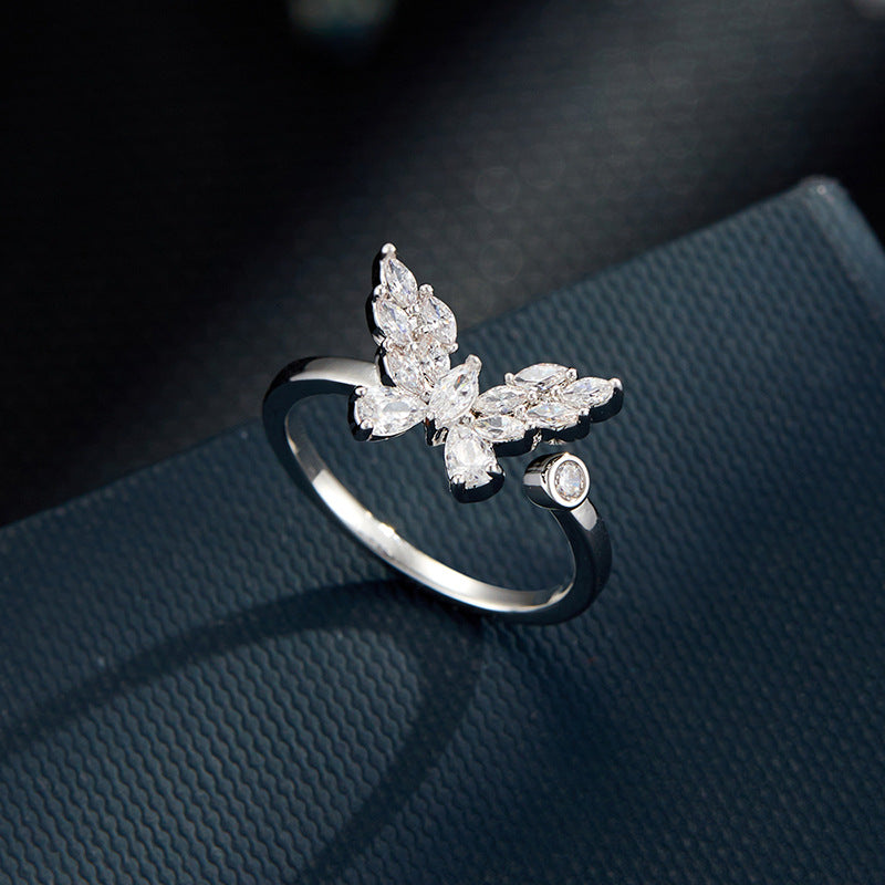 Caydence Sparkle Butterfly Open Ring [E42AREMQ]