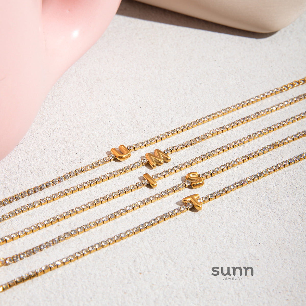 Cayleigh Rhinestone Initial Bracelet [0IHOXNMO]