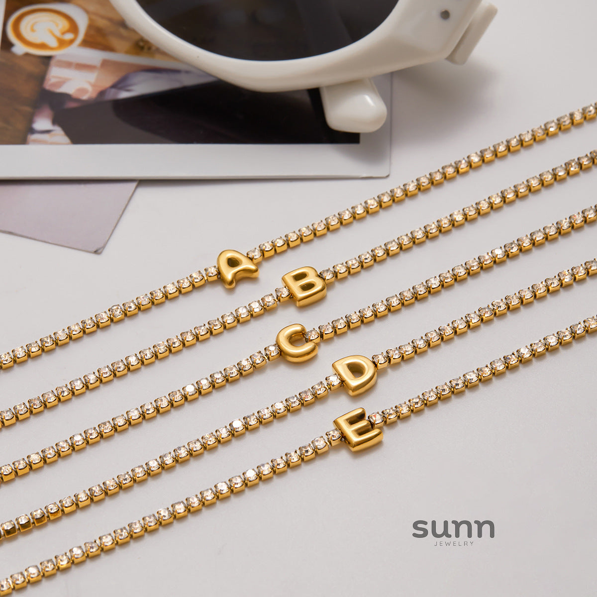 Cayleigh Rhinestone Initial Bracelet [FCZTJPFB]