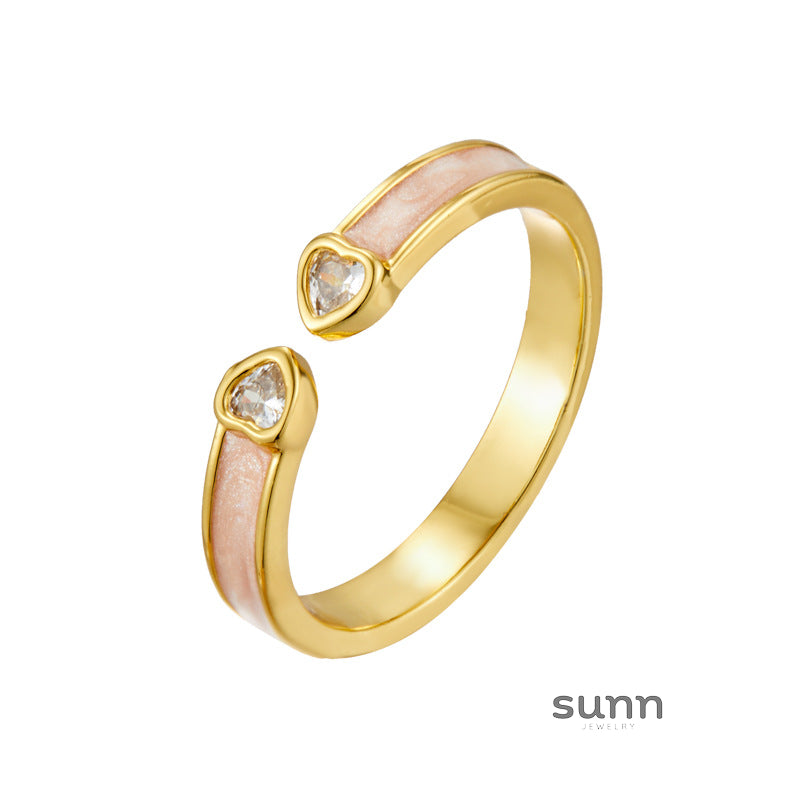 Caylie Heart Enamel Open Ring [X18V25NQ]