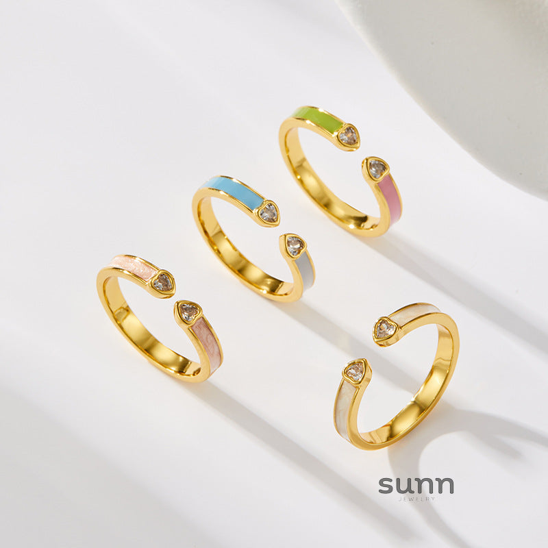 Caylie Heart Enamel Open Ring [GXAWPTOM]