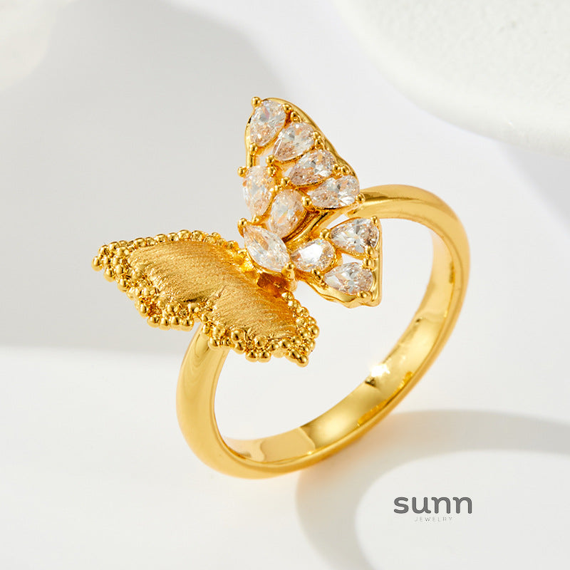Cecelia Gold Butterfly Zircon Ring [H28A6ZG2]