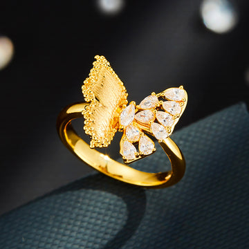 Cecelia Gold Butterfly Zircon Ring [FLU07B9I]