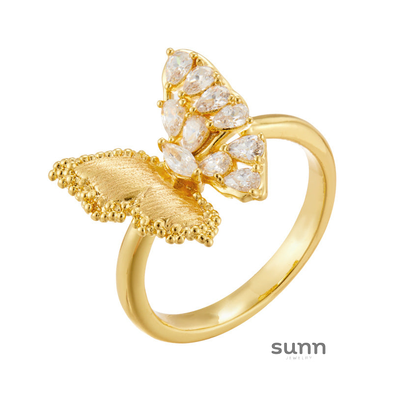 Cecelia Gold Butterfly Zircon Ring [UZ53MB3V]
