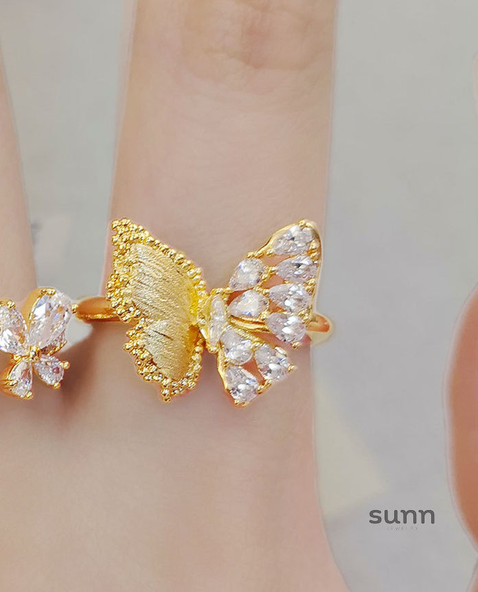 Cecelia Gold Butterfly Zircon Ring [4NF271GF]