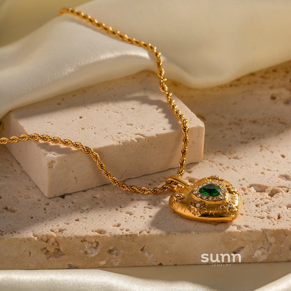 Cecily Zircon Heart Pendant Necklace [XVCGQLI2]