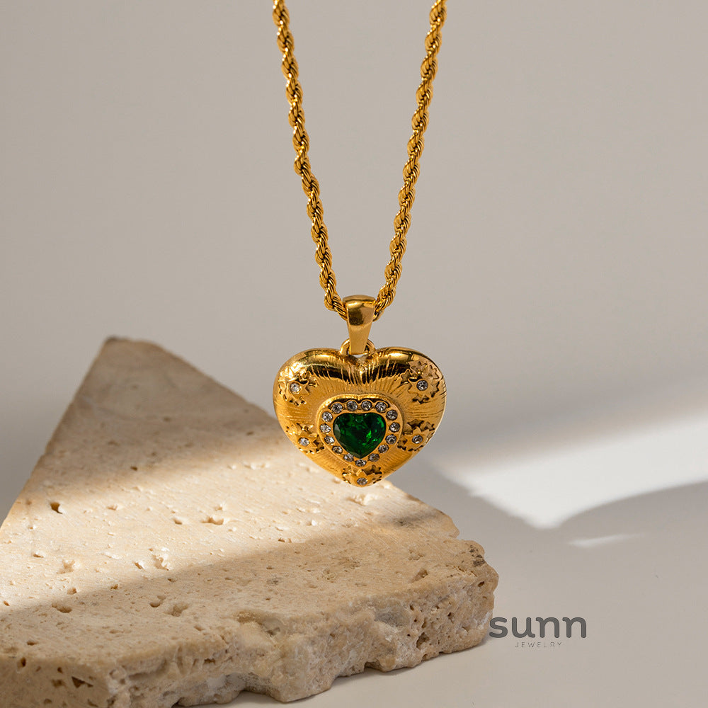 Cecily Zircon Heart Pendant Necklace [532D7RRD]