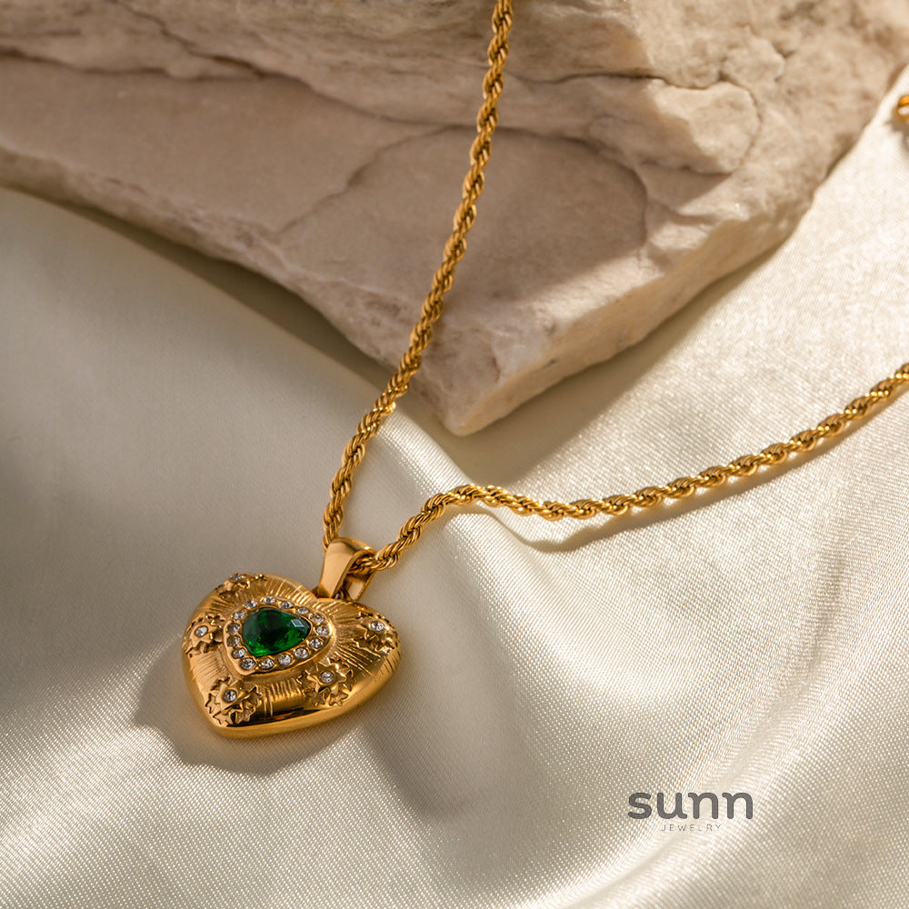 Cecily Zircon Heart Pendant Necklace [TI5G0B2V]