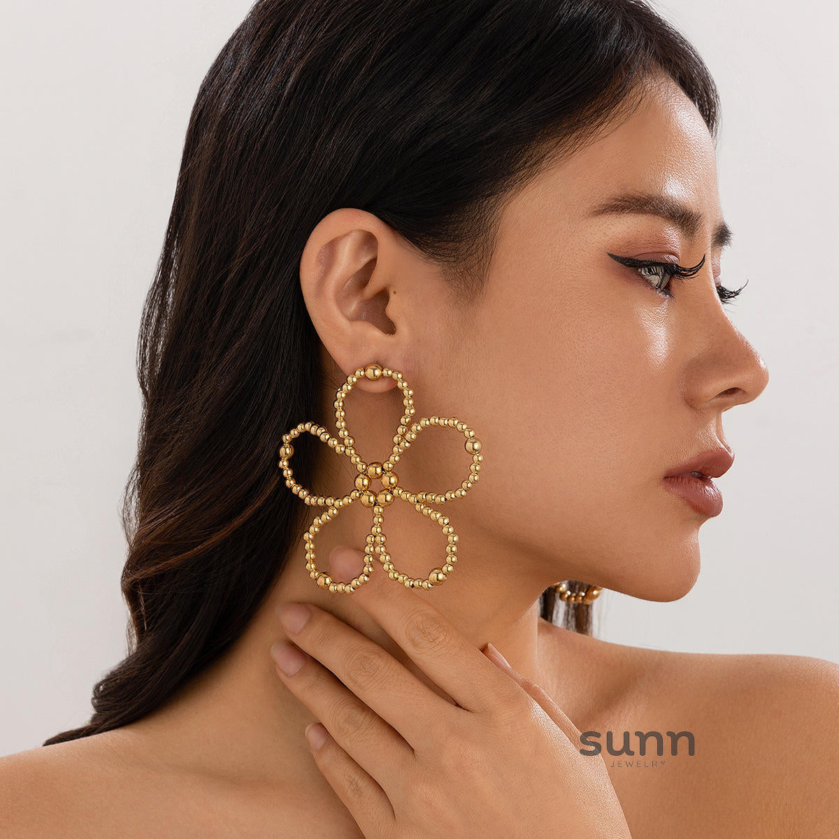 Celena Pearl Flower Statement Earrings [ZHWA1INK]