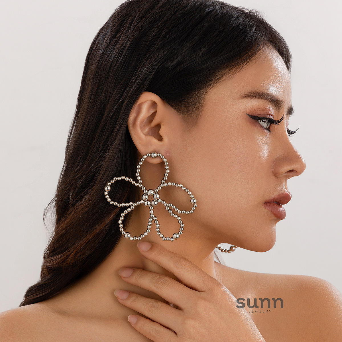 Celena Pearl Flower Statement Earrings [AGT0DD66]