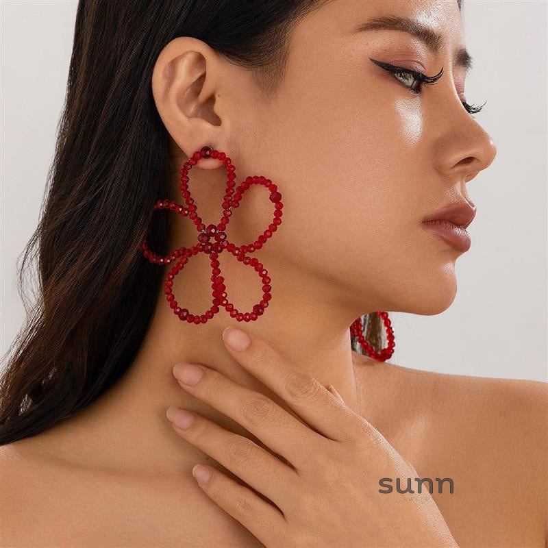Celena Pearl Flower Statement Earrings [C2IWBSNV]