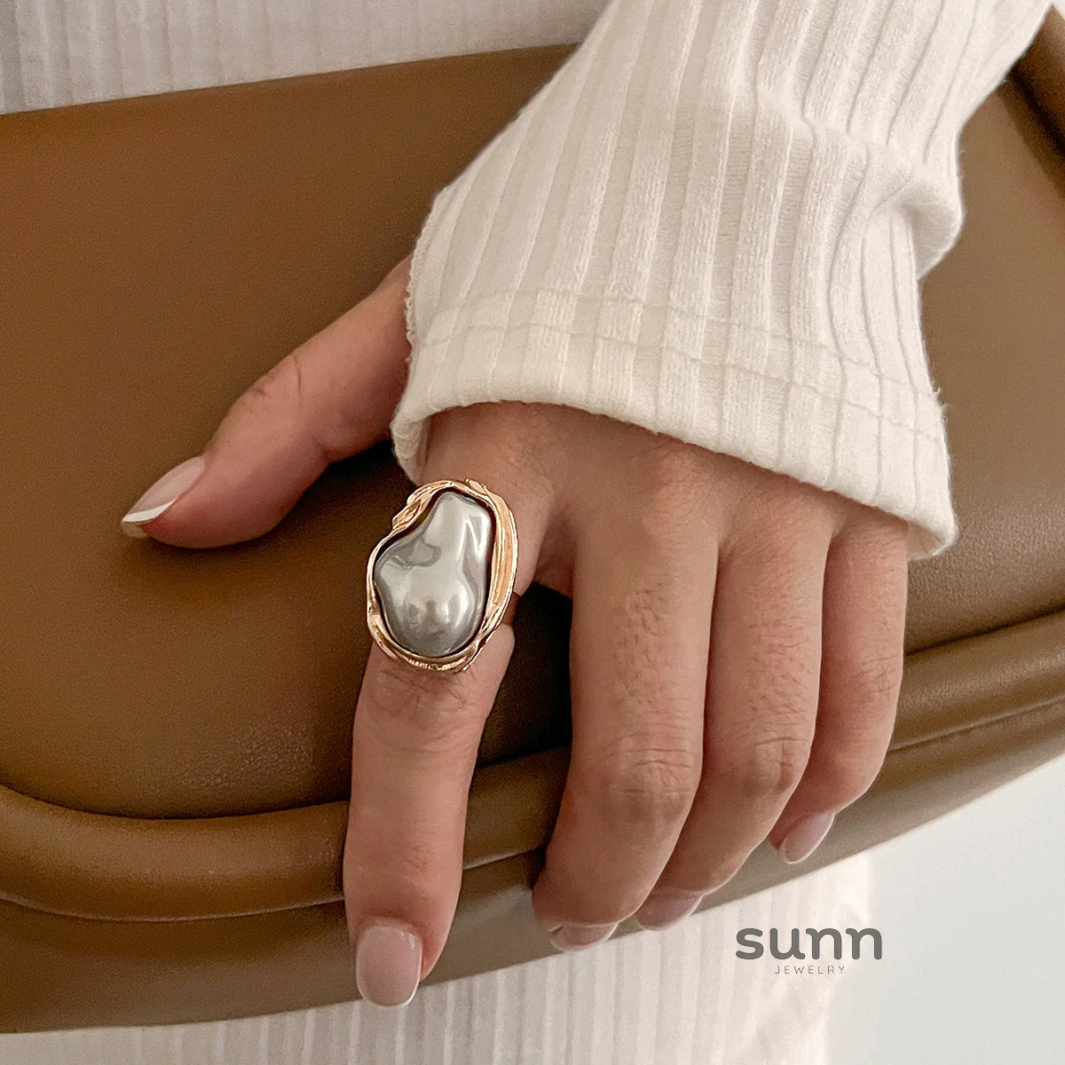 Celestine Baroque Pearl Ring