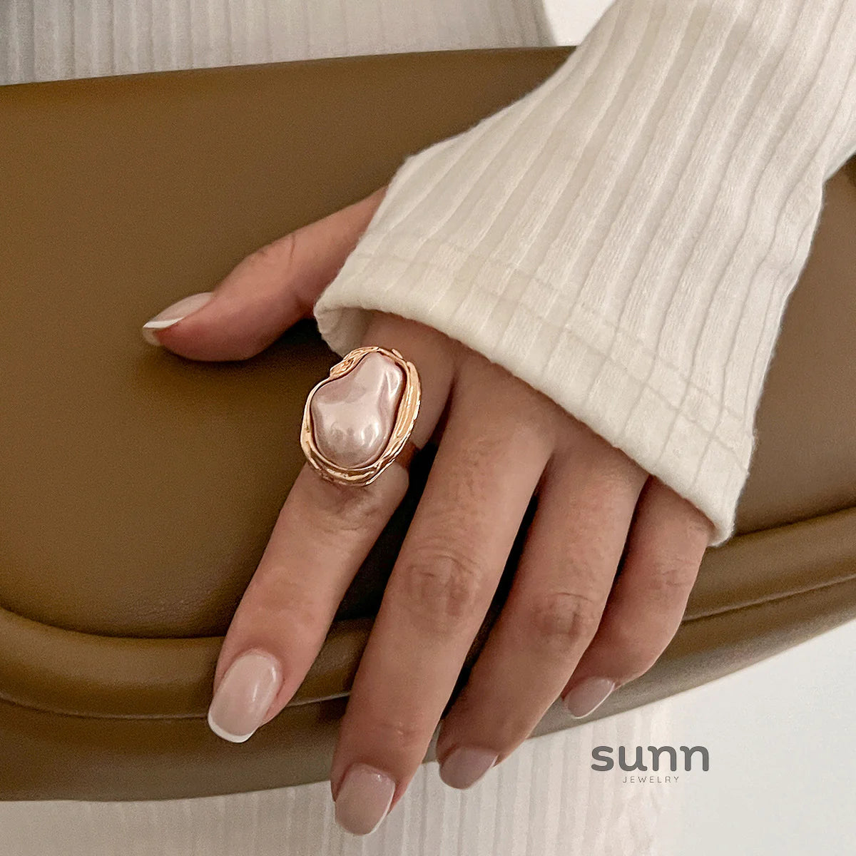 Celestine Baroque Pearl Ring