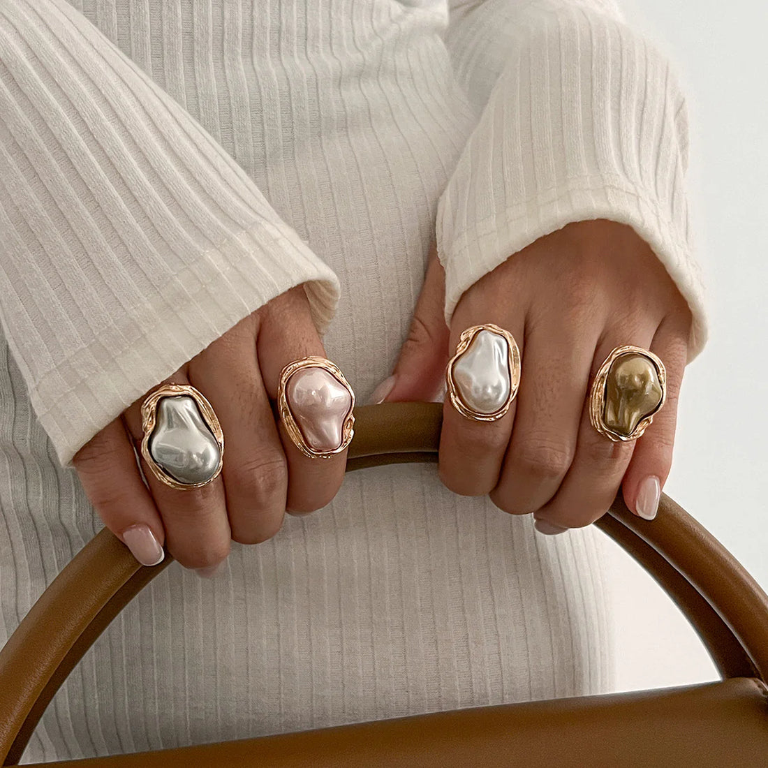Celestine Baroque Pearl Ring
